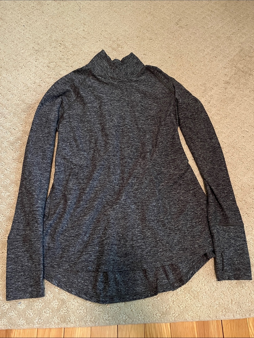 Lululemon Women's Charcoal Gray Long Sleeve Mock Neck Top